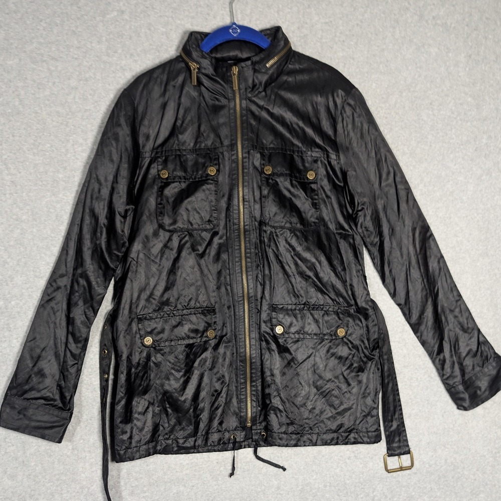 Michael Kors‎ Field Rain Jacket Women Large Belted Gold Tone Hardware Utility